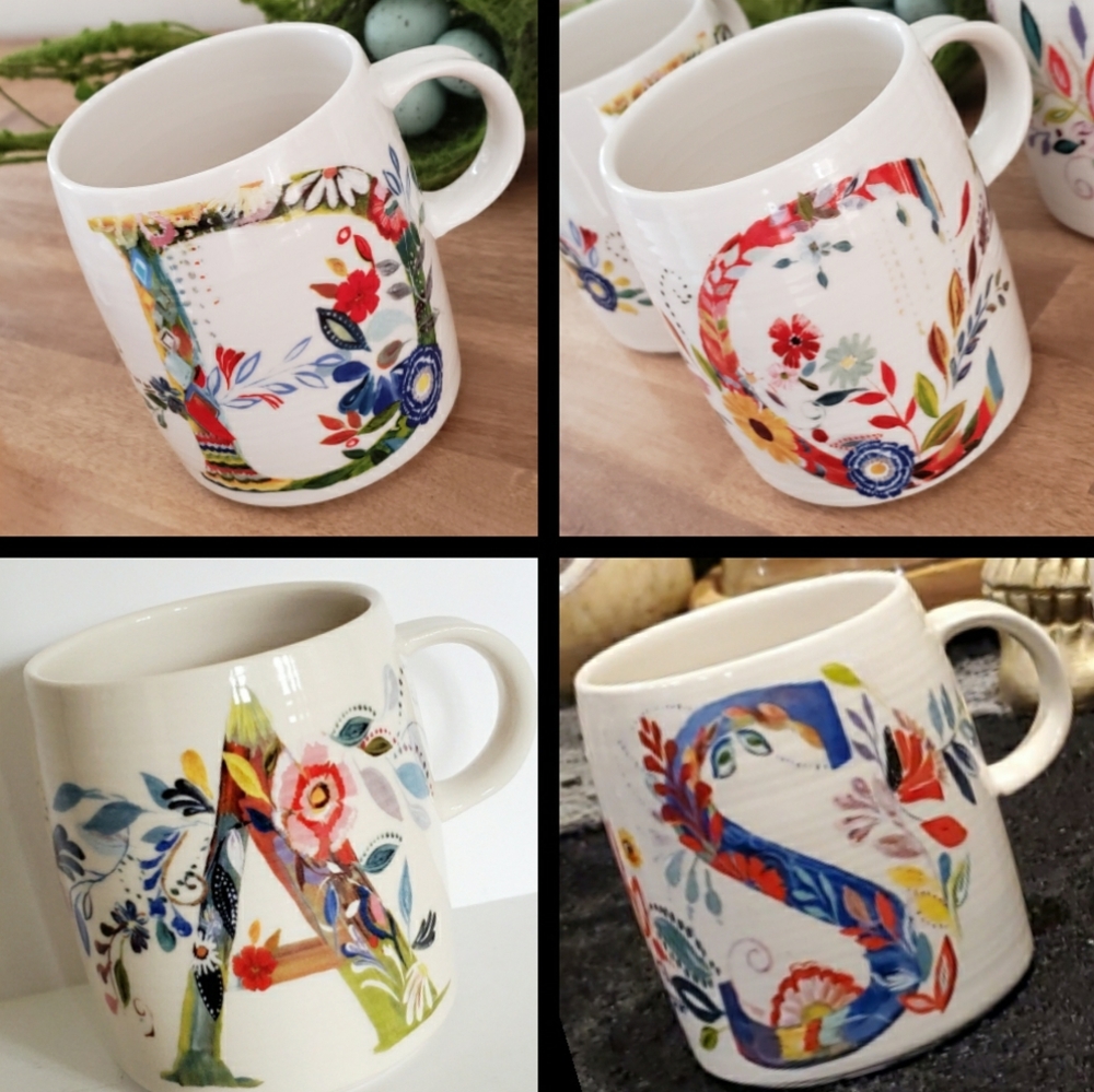 Anthropologie Petal Palette Mugs NWOT